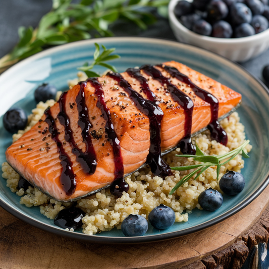 Pan-Seared Salmon with Blueberry Drizzle recipe