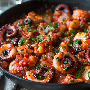 Rustic Baby Octopus in Aromatic Tomato Sauce Recipe