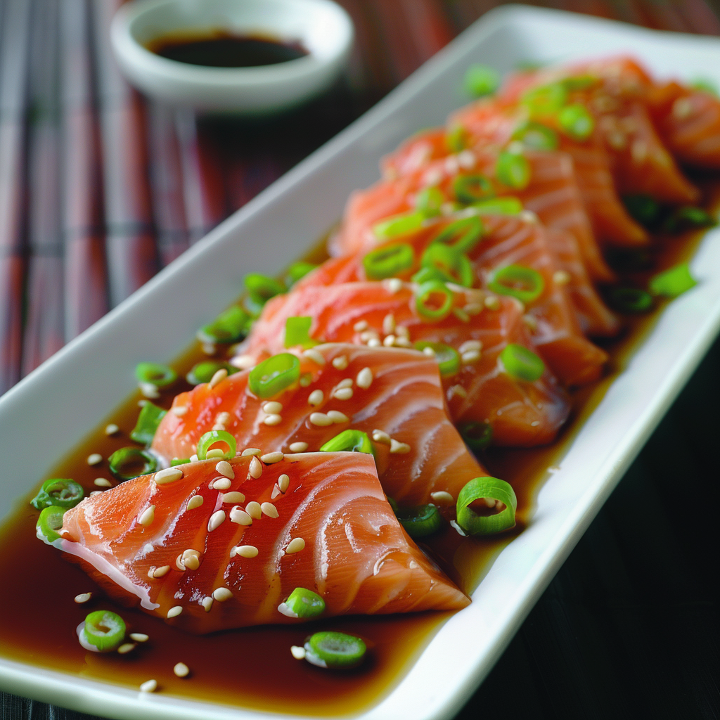 香ばしいサーモンの刺身とトーストしたゴマのレシピ – Getfish Seafood