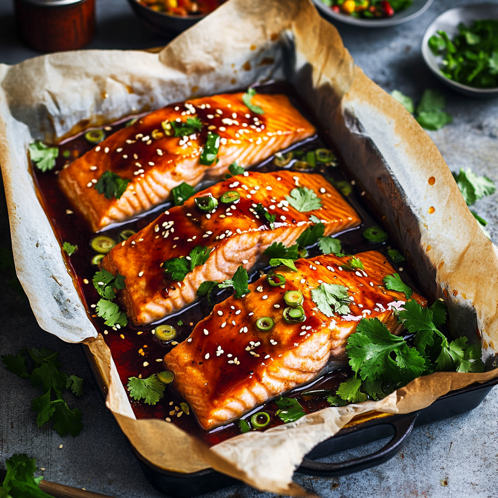 アジア風焼きサーモンのレシピ – Getfish Seafood