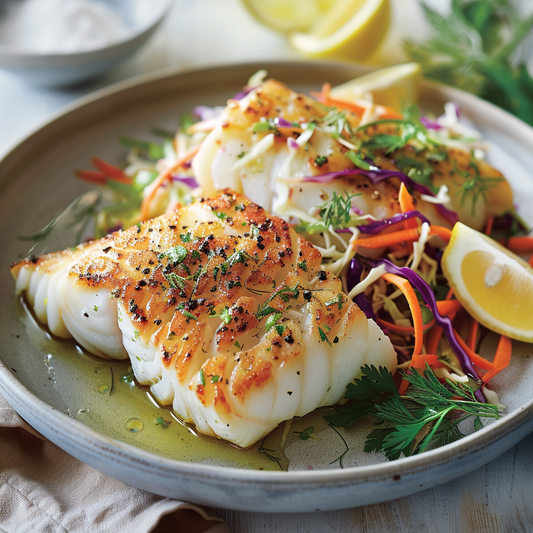 Pan-Fried Cod with Fresh Herb Slaw Recipe