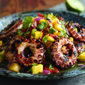 Grilled Baby Octopus with Mango Salsa and Chilli-Lime Dressing Recipe