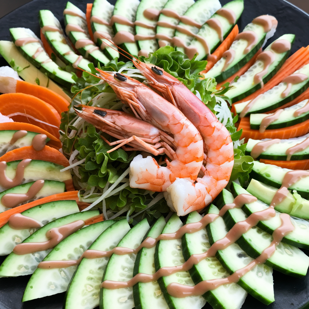 Fusion Sushi Salad with Prawns & Zesty Wasabi Dressing recipe