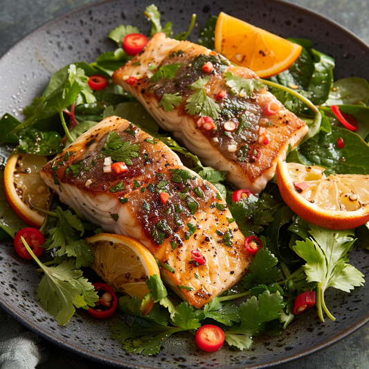 Pan-Seared Kingfish with Spicy Citrus Salad Recipe