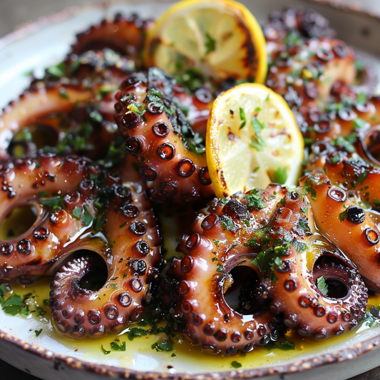 Seared Octopus with Lemon-Garlic Drizzle Recipe