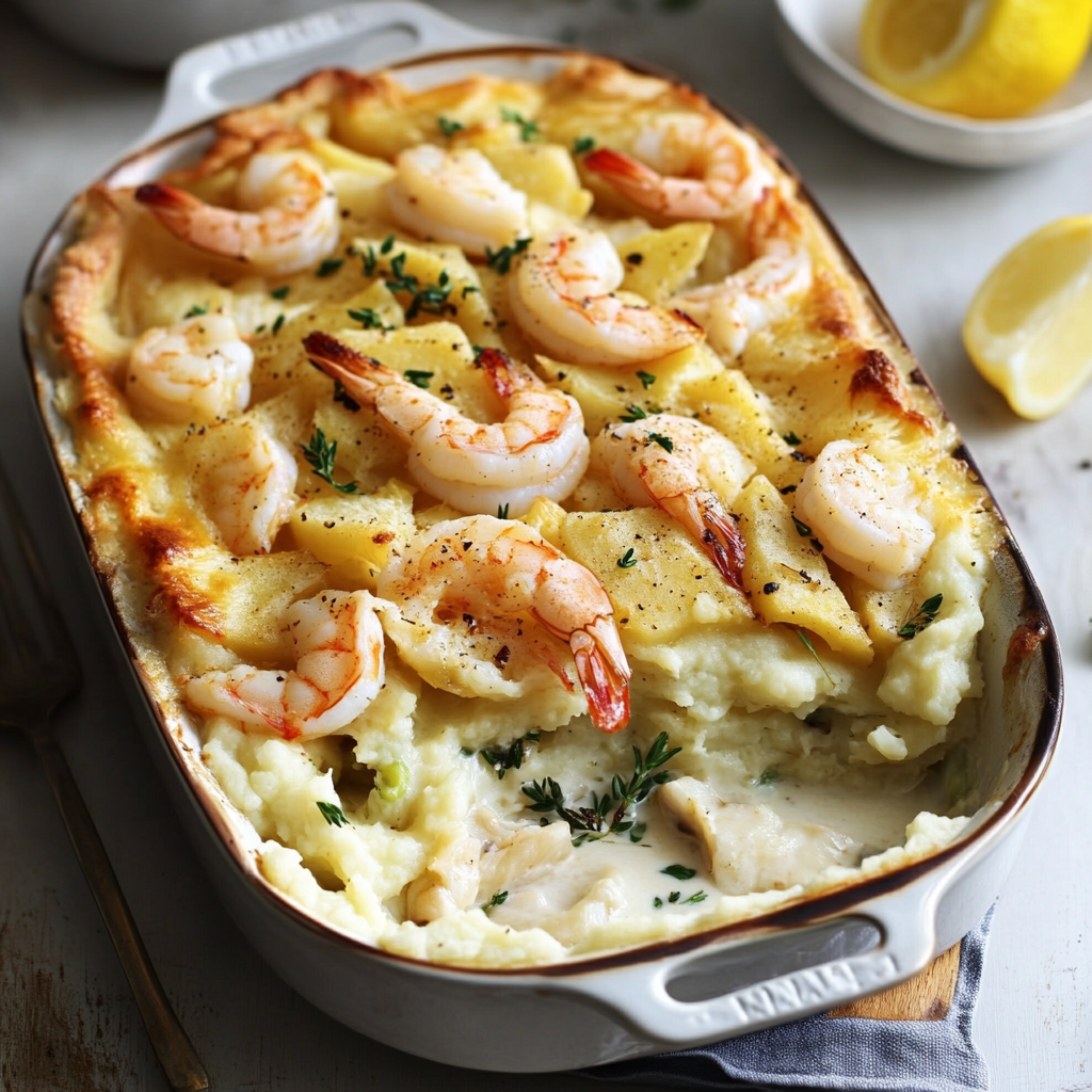 Golden Prawn and Snapper Potato Pie Recipe