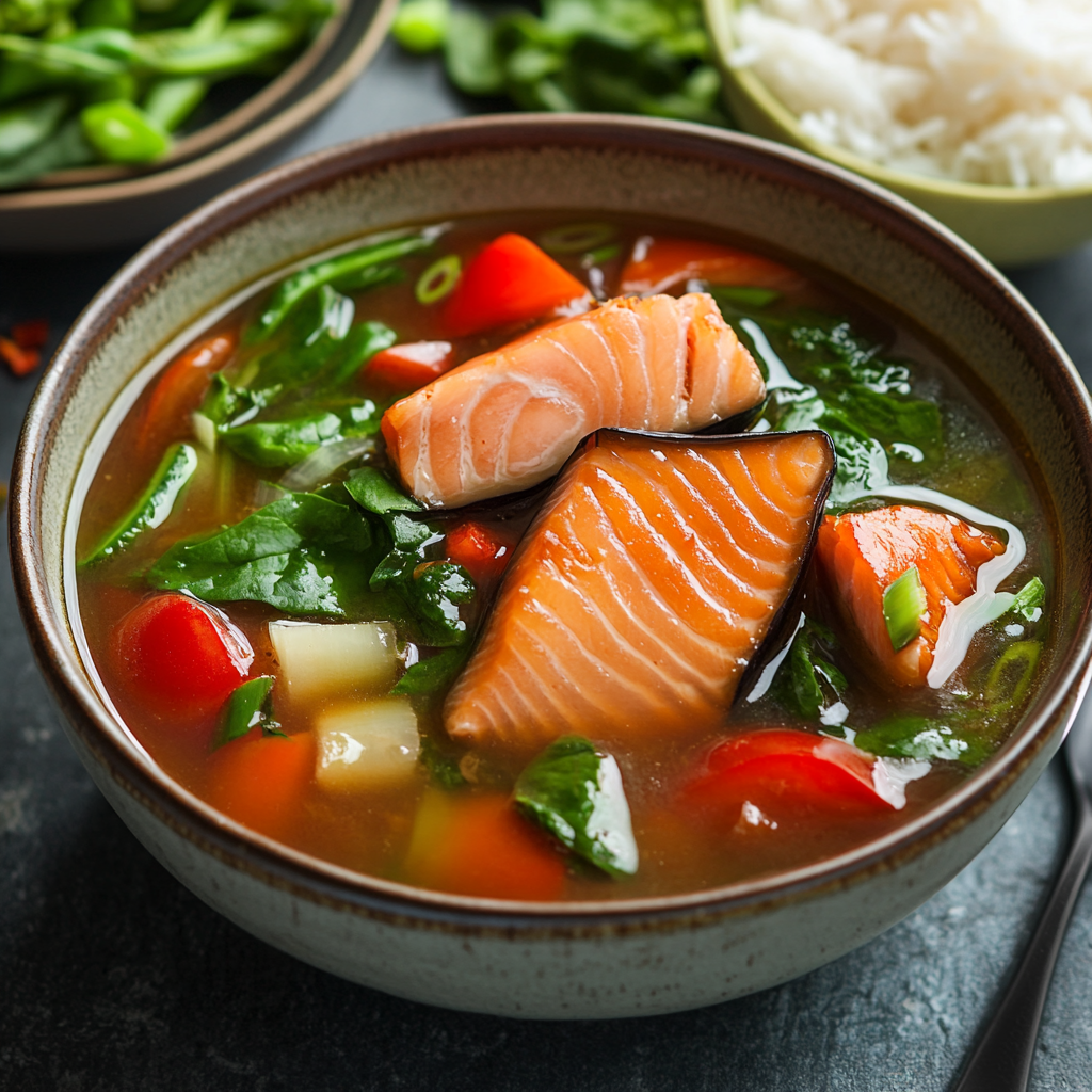 Tangy Tamarind Salmon Belly Soup Recipe