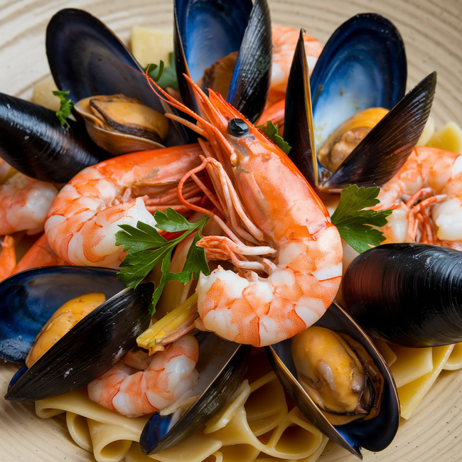 Silky Garlic Wine Seafood Medley