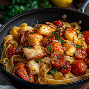 Buttered Lobster Pasta with Cherry Tomatoes and Fresh Herbs Recipe