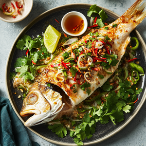 Oven-Baked Snapper with Crisp Asian-Style Dressing Recipe