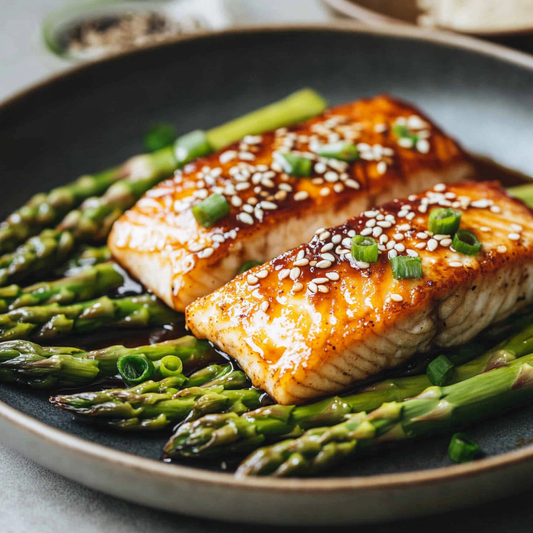 Pan-Fried Barramundi with Asparagus and Miso Glaze Recipe