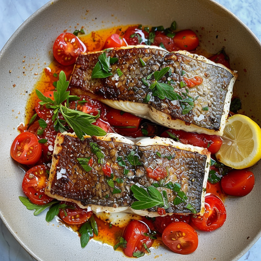 Crispy Skin Barramundi with Herb Tomato Sauce Recipe