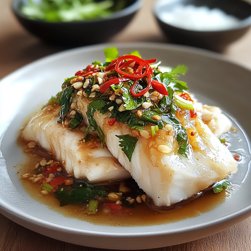 Spicy Steamed Barramundi with Fresh Aromatics Recipe