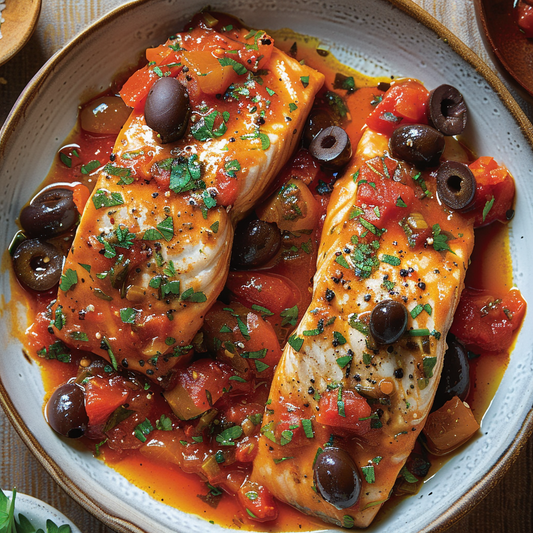 Barramundi in Lush Tomato-Olive Sauce Recipe