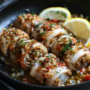 Mediterranean-Style Stuffed Calamari with Herbs and Rice Recipe