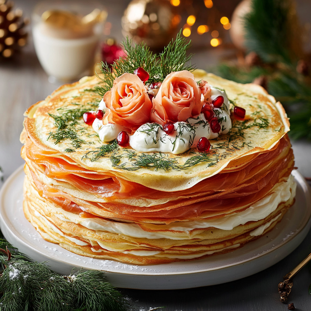 Smoked Salmon and Herb Crêpe Cake Recipe