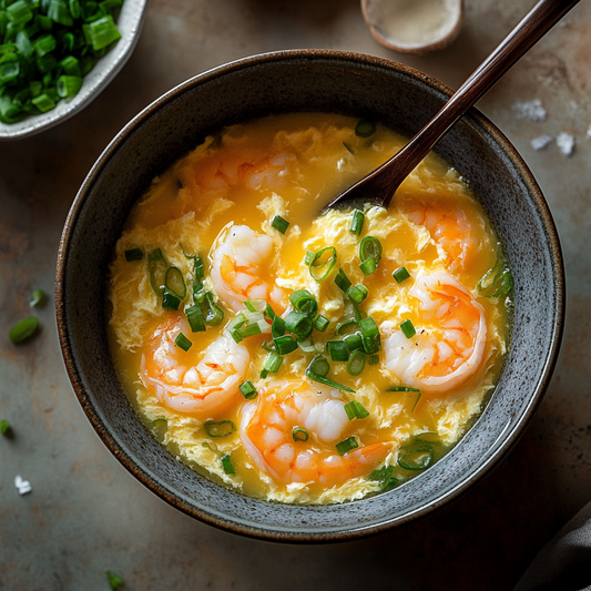 Silky Prawn and Egg Ribbon Soup Recipe