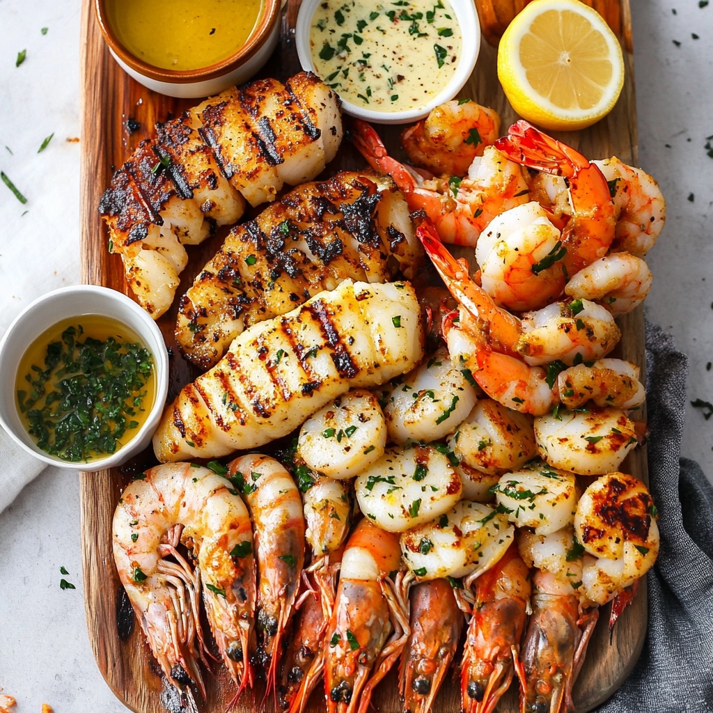 Australia Day Grilled Seafood Platter with Lemon-Garlic Butter Recipe