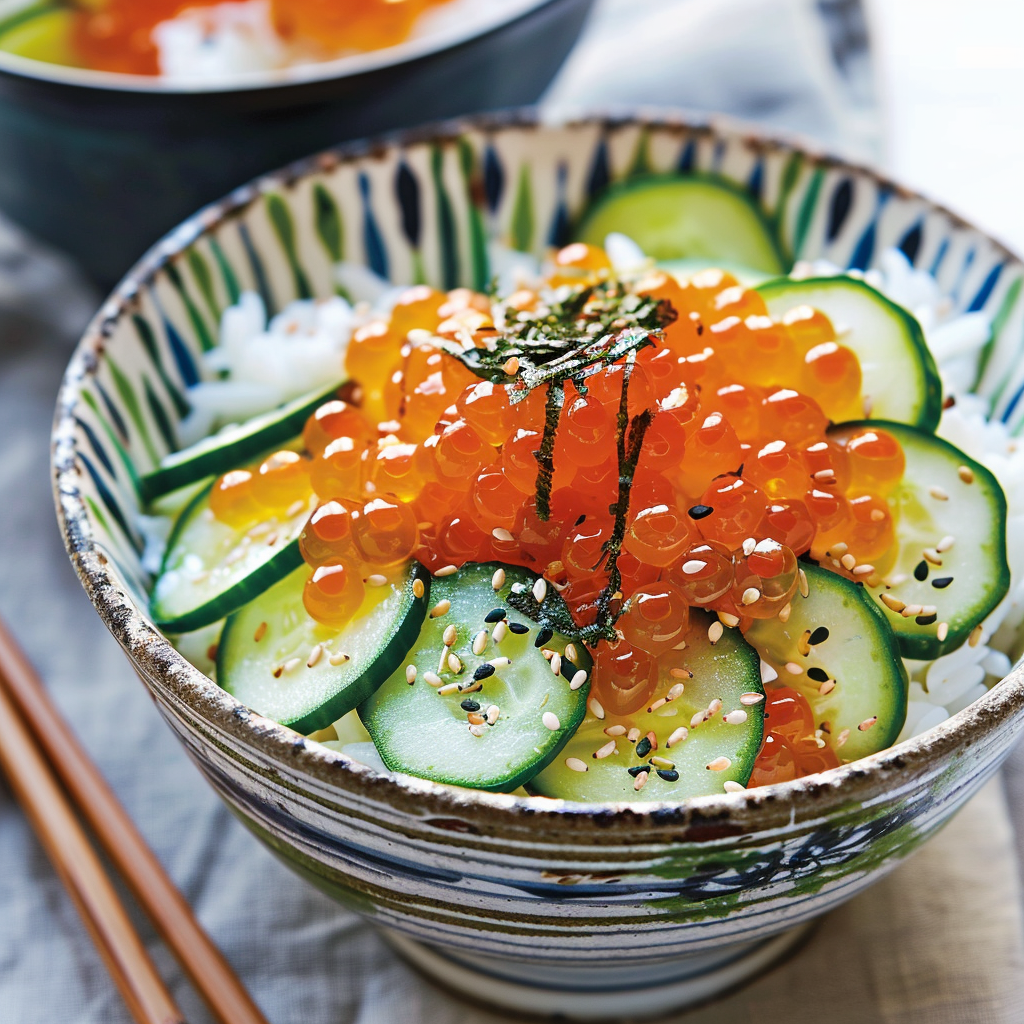 Ikura Don with Fresh Cucumber Recipe