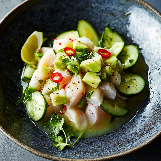 Tropical Kingfish Ceviche with Coconut and Avocado Recipe