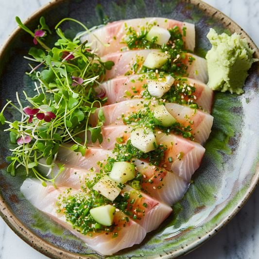 Kingfish Sashimi with Spicy Wasabi Dressing Recipe