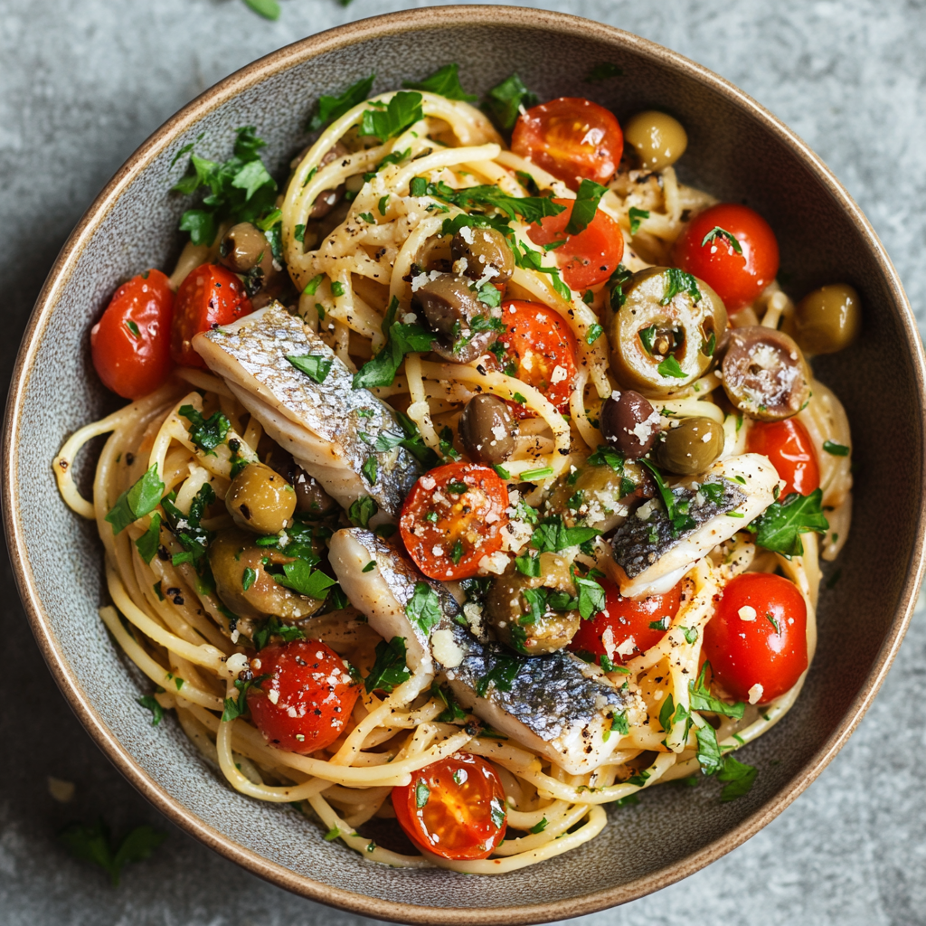 Mediterranean Mackerel Pasta with Fresh Herbs Recipe