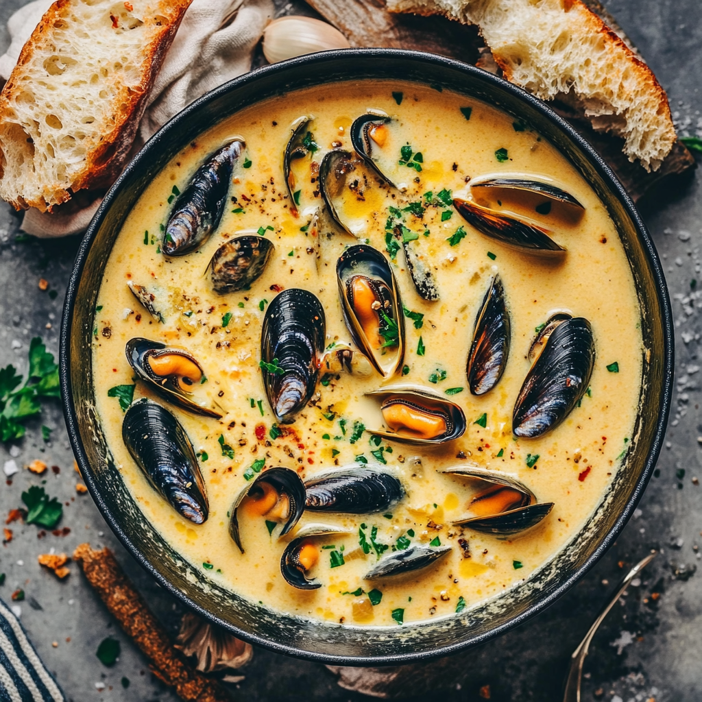 Saffron-Kissed Mussel Soup Recipe