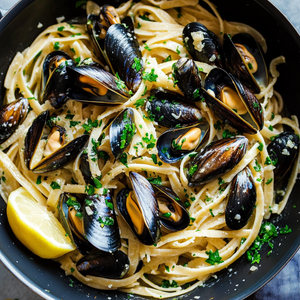 Herbed Mussel Pasta in Garlic White Wine Sauce Recipe