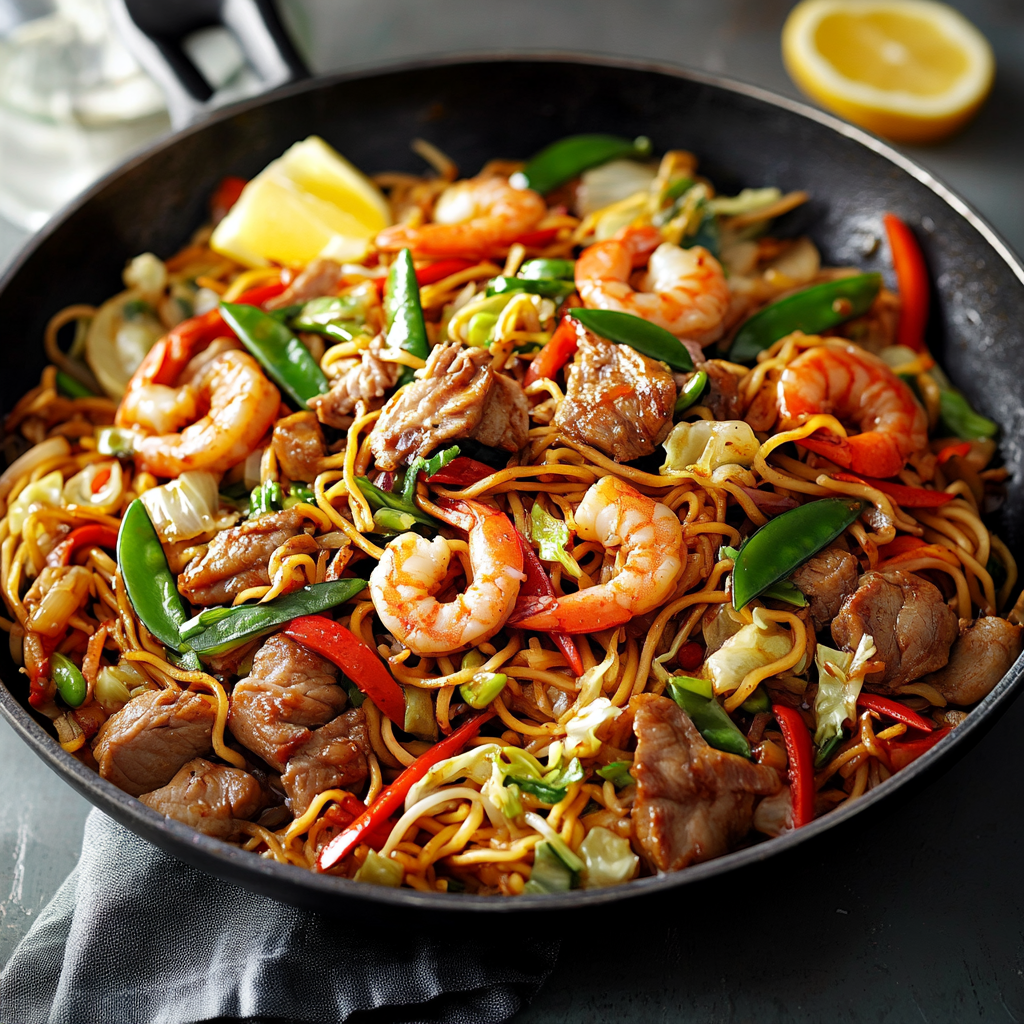 Prawn and Pork Stir-Fried Noodles Recipe