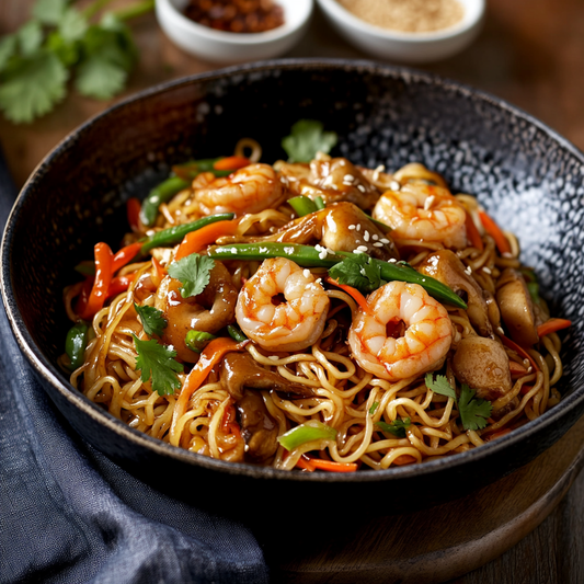 Prawn Longevity Noodles with Ginger Soy Bliss Recipe