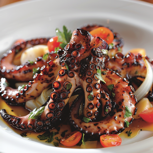 Mediterranean Octopus with Crisp Vegetables and Ouzo Glaze Recipe