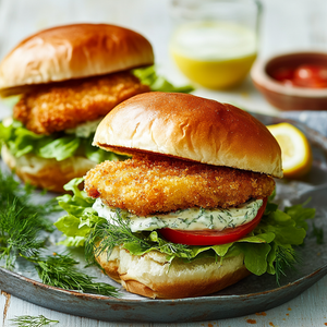 Crispy Fish Burgers with Herb Aioli Recipe