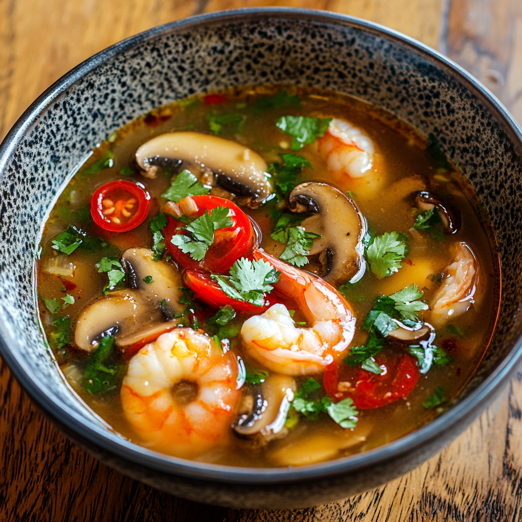 Zesty Prawn and Mushroom Soup Recipe