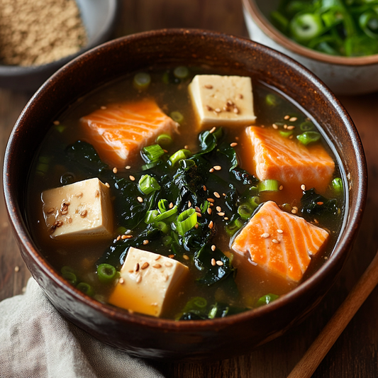 Miso Salmon Soup with Tofu and Seaweed Recipe