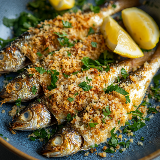 Herb-Crusted Sardines with Lemon and Garlic Recipe