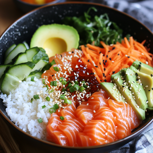 Sashimi Bibimbap with Salmon, Tuna, and Kingfish Recipe