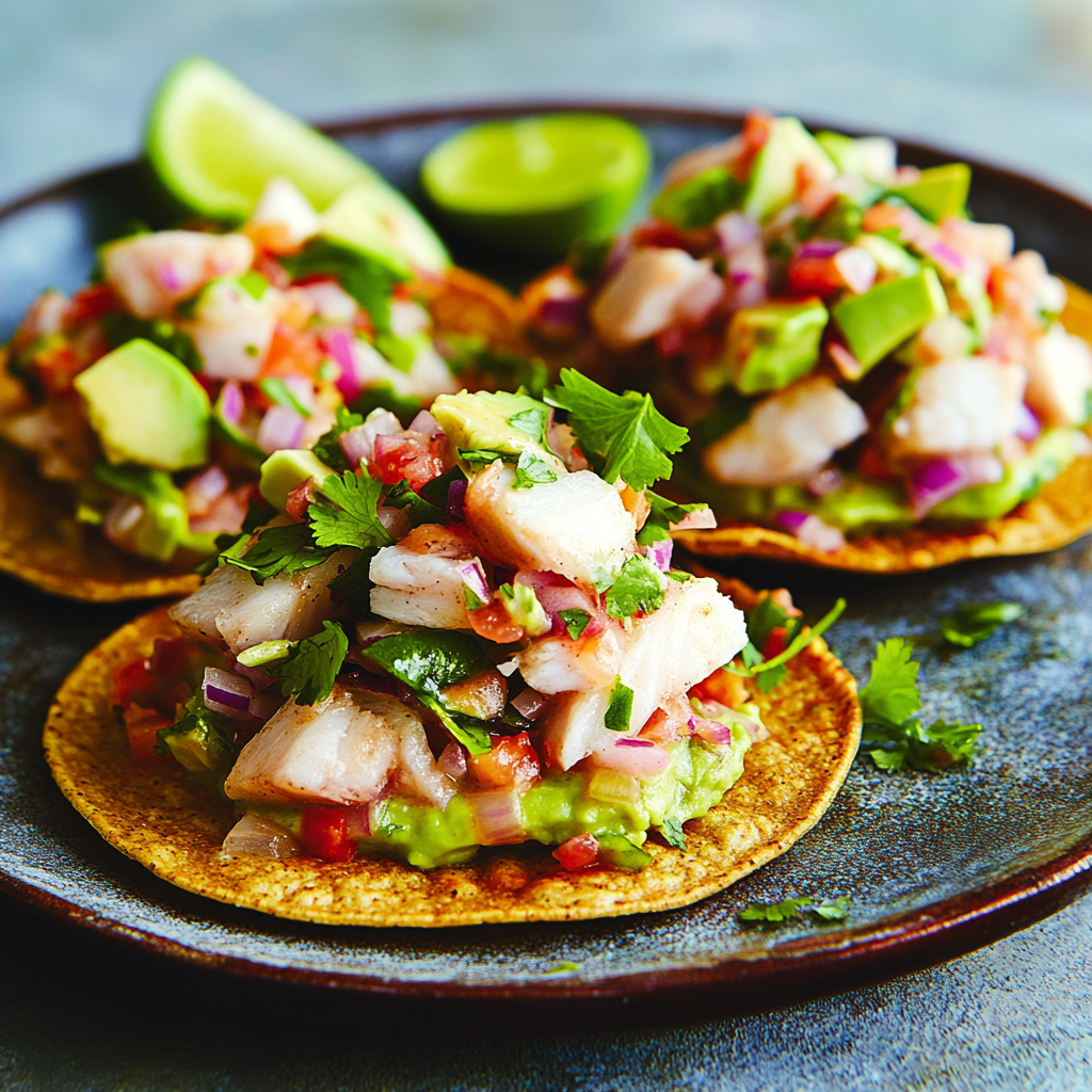 Fresh Snapper Ceviche Tostadas with Avocado Recipe