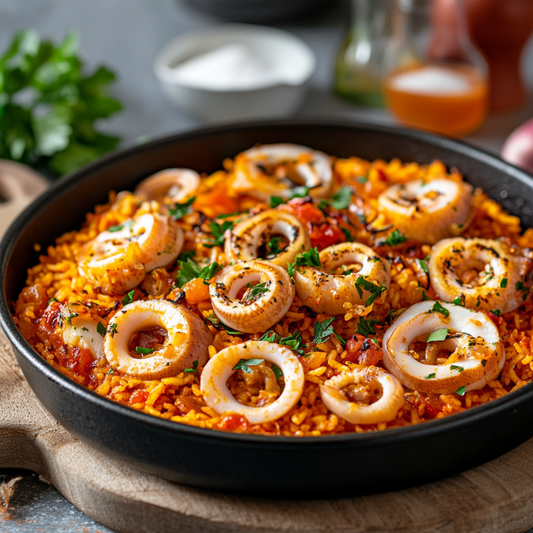 Mediterranean Squid and Rice Paella Recipe