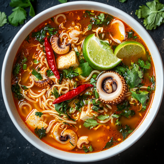 Spicy and Sour Squid Soup with Noodles Recipe