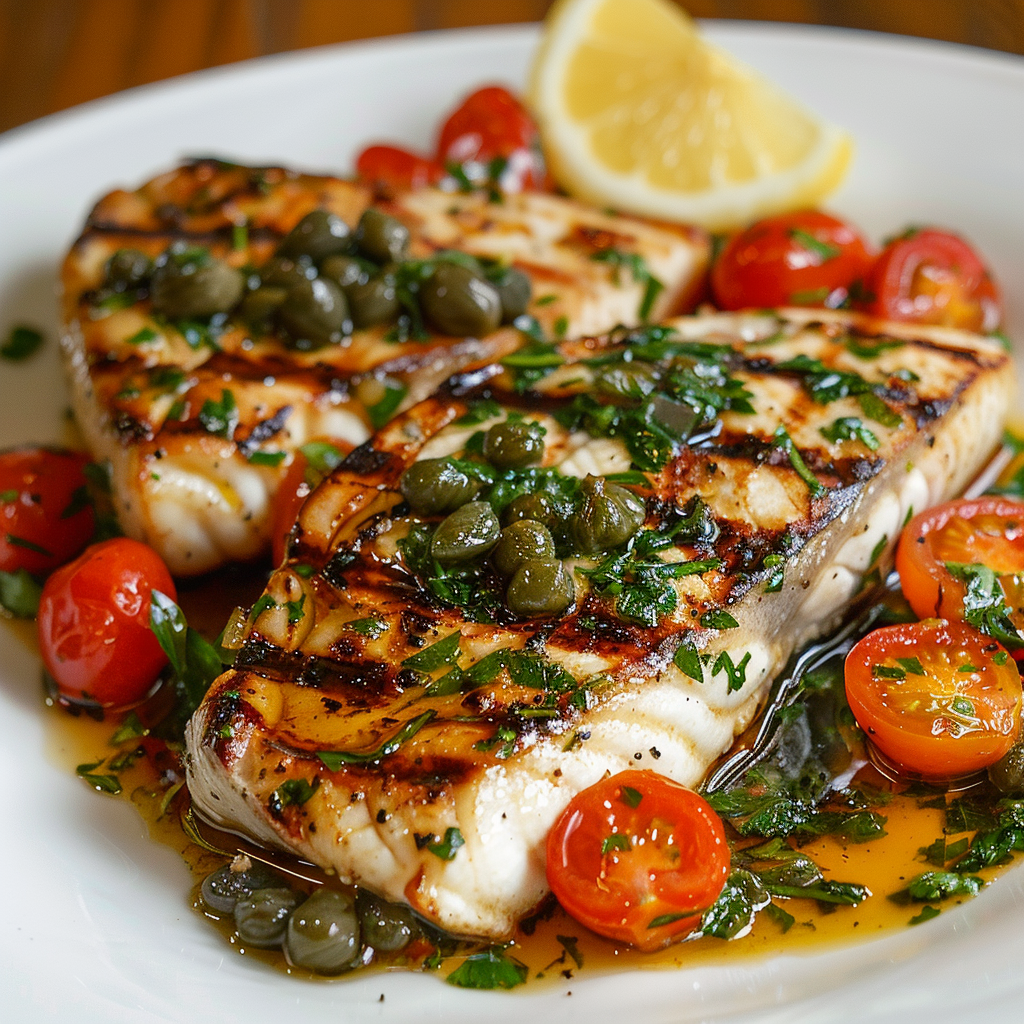 Grilled Swordfish with Cherry Tomato-Caper Salsa Recipe