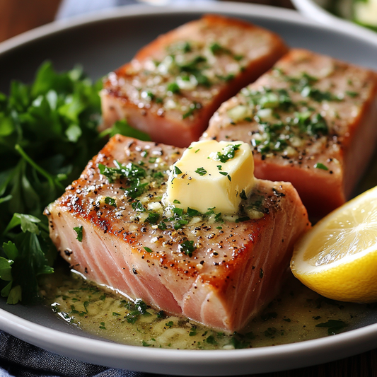 Seared Tuna Steaks with Garlic Herb Butter Recipe