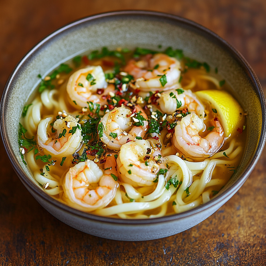 Prawn Scampi Udon Noodle Soup Recipe