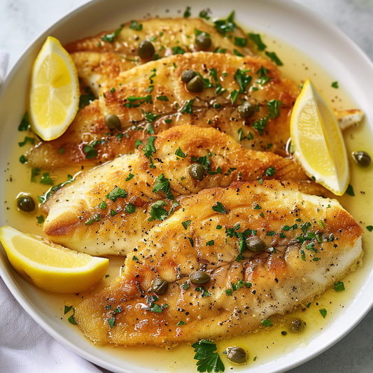 Crispy Flounder with Lemon-Butter Sauce Recipe