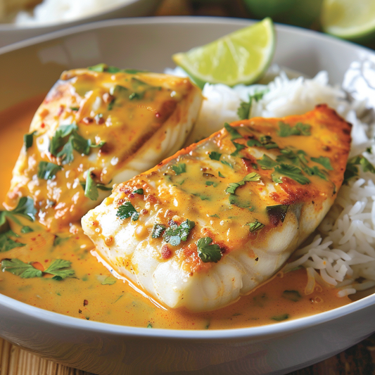 Tropical Grouper with Spicy Coconut-Ginger Sauce Recipe