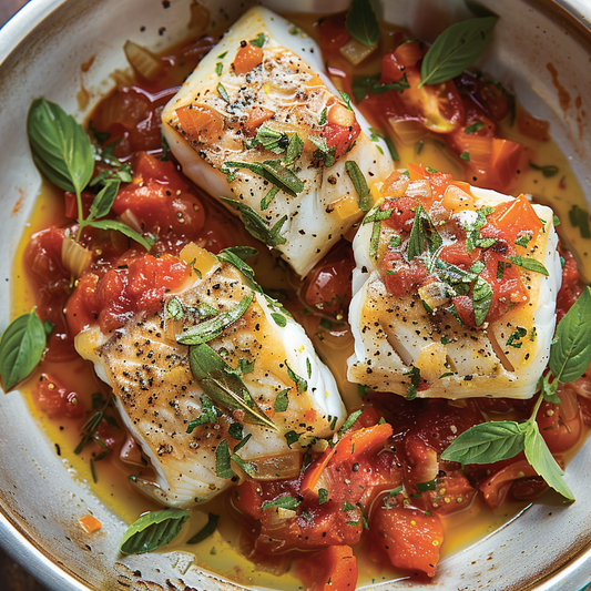 Seared Monkfish with Rustic Tomato and Herb Sauce Recipe