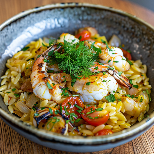 Moreton Bay Bug and Cuttlefish Orzo in Saffron Broth Recipe