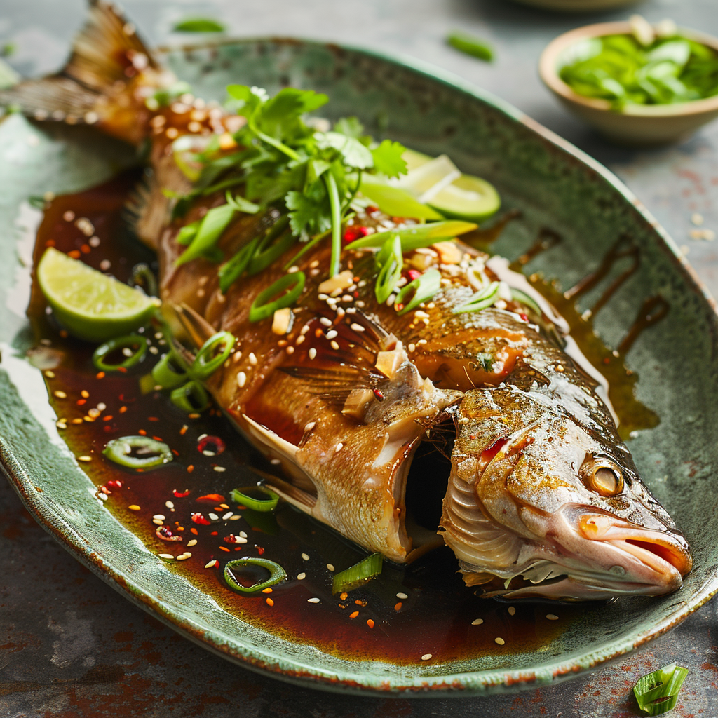 Whole Baked Ocean Jacket with Zesty Ginger-Lime Teriyaki Recipe