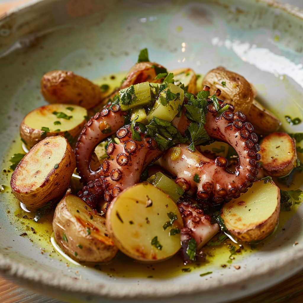Octopus with Mojo Verde and Spanish Potatoes Recipe