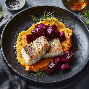 Pink Ling Fillet with Butternut Pumpkin Mash and Beetroot Relish Recipe