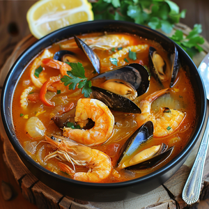 Spiced Seafood Soup with Saffron Essence Recipe